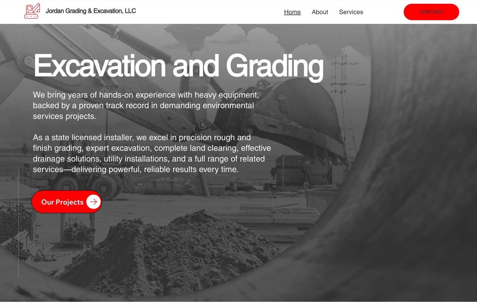 Jordan Grading & Excavation homepage
